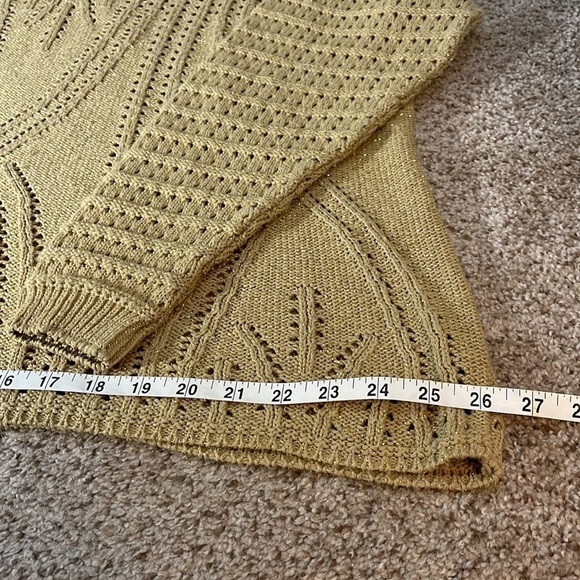 Vintage Cache Metallic Gold Knit V neck Loose Knit Slouchy Sweater - Picture 10 of 12